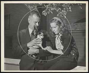 The Mexican Chihuahua, being shown to a young visitor by Dr. Clarence Cook Little, director of the Roscoe B. Jackson Memorial Laboratory at Bar Harbor, is one of a group of dogs whose mental and social traits are receiving serious scientific study this summer.
