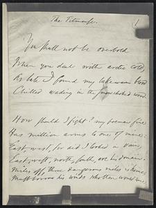 Emerson. Above: The original manuscript of Emerson's Poem, "The titmouse."
