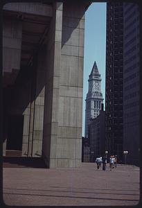 Boston City Hall and plaza, Custom House Tower in background