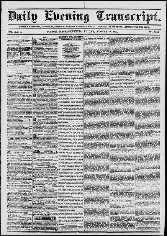 Daily Evening Transcript. August 19, 1853 - Digital Commonwealth