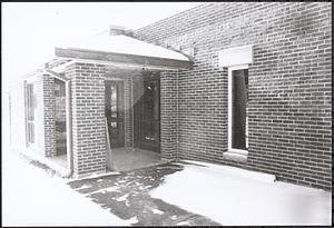 New entrance to the Lawrence Library, under construction