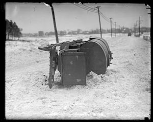 Overturned sled on its side