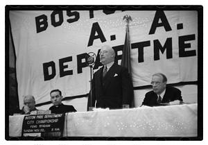 Boston Park Department function, Boston Parks Commissioner William Long standing