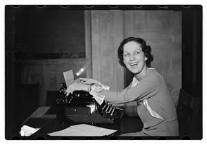 Miss Mabel Goguem typewriter demonstration
