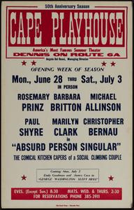 In person Rosemary Prinz, Barbara Britton, Michael Allison, Paul Shyre, Marilyn Clark, Christopher Bernau in "Absurd Person Singular"