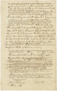 Land deed, Elisha Allis of Williamsburg to Elijah Morton, May 1, 1789