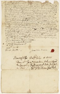Grant of land (handwritten) from Jonathan Morton to his son Elijah Morton, February 7, 1748