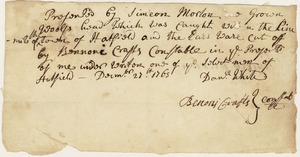 Handwritten note by Daniel White (?), December 27,1765