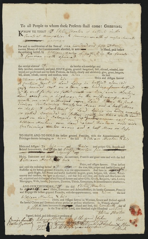 Deed, Elijah Morton to William Morton, 1805