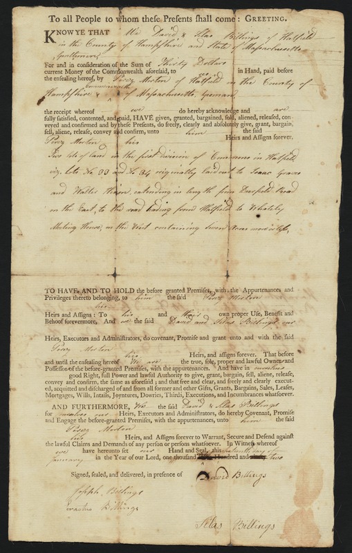Deed, David and Silas Billings to Perez Morton, 1802
