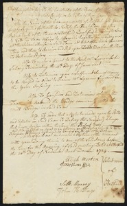 Call for town meeting; agenda (provide firewood for Rev. Lyman), 1784. Signed by Elijah Morton, Jonathan Ellis, Seth Murray, John Hastings