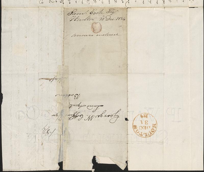 Samuel Cook to George Coffin, 30 December 1834 - Digital Commonwealth