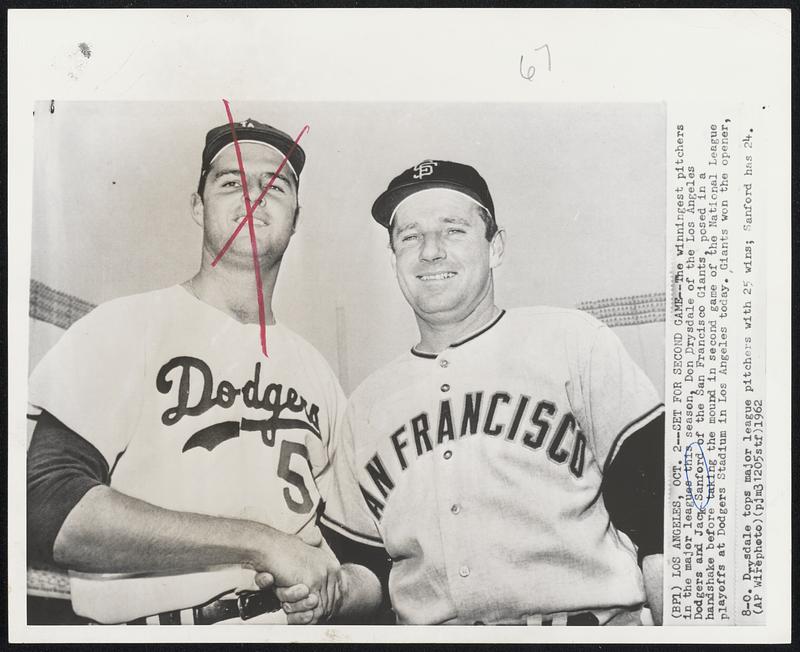 Set for Second GameThe winningest pitchers in the major leagues this