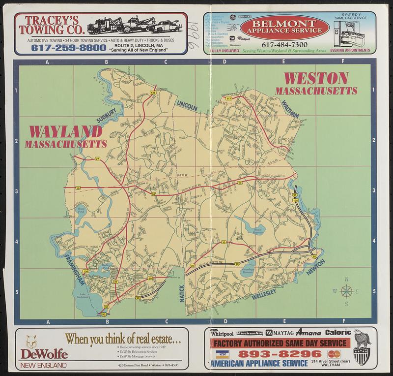 Map of Wayland Massachusetts and Weston Massachusetts, 1996 Digital Commonwealth