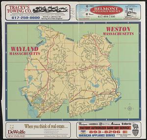 Map of Wayland Massachusetts and Weston Massachusetts, 1996