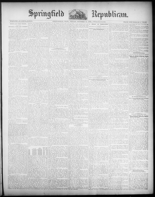 Springfield Weekly Republican. October 16, 1896 - Digital Commonwealth