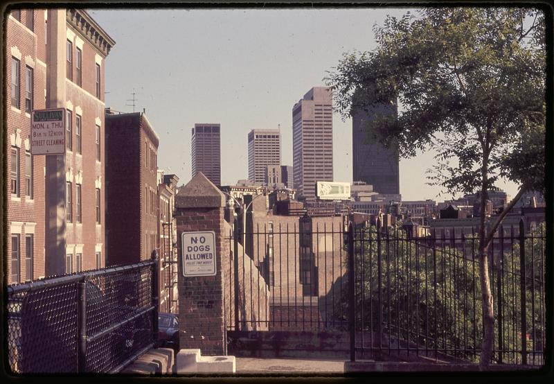 Boston skyline from Hull St. & Snow Hill St. Boston North End