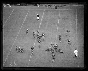 Football game, possibly versus Holy Cross, Harvard Stadium