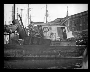 Fishing boat Marietta B. rammed by 3-masted schooner Mina Nadeau of Parrsboro, Nova Scotia