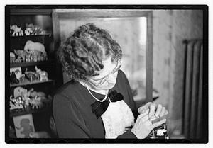 Shumaker, Mrs. James H. (Nellie) collector of miniature elephants