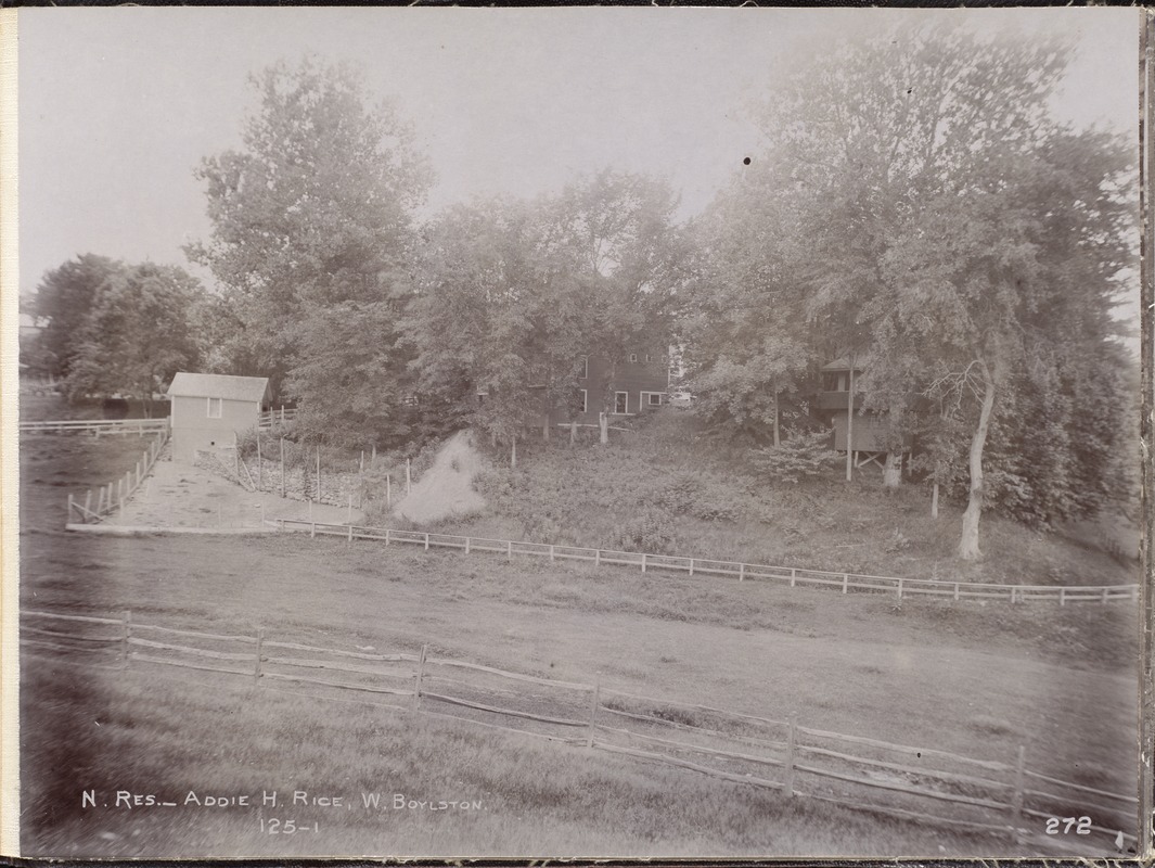 Wachusett Reservoir, Addie H. Rice's house, on east side of Holbrook Street, from the east, West Boylston, Mass., Jul. 9, 1896