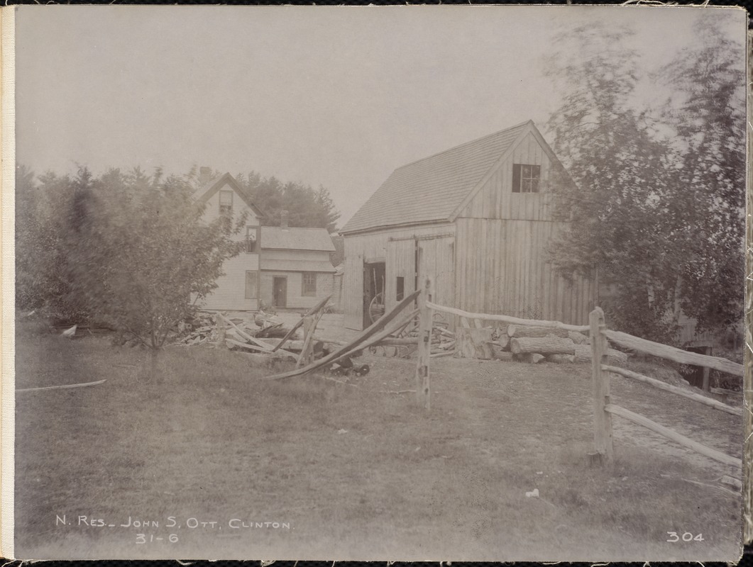 Wachusett Reservoir, John S. Ott's house and barns, near Sandy Pond, from the east, Clinton, Mass., Jul. 15, 1896