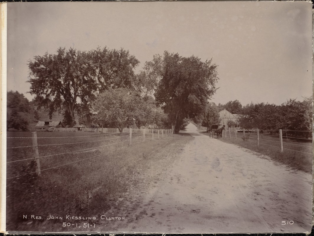 Wachusett Reservoir, John Kiesling's house and barn, from the south, Clinton, Mass., Jul. 16, 1896