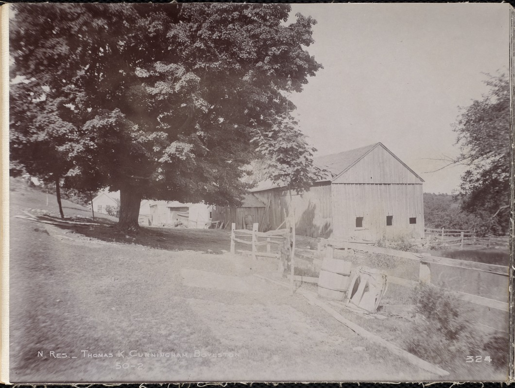 Wachusett Reservoir, Thomas K. Cunningham's buildings, from the southwest, Boylston, Mass., Jul. 16, 1896