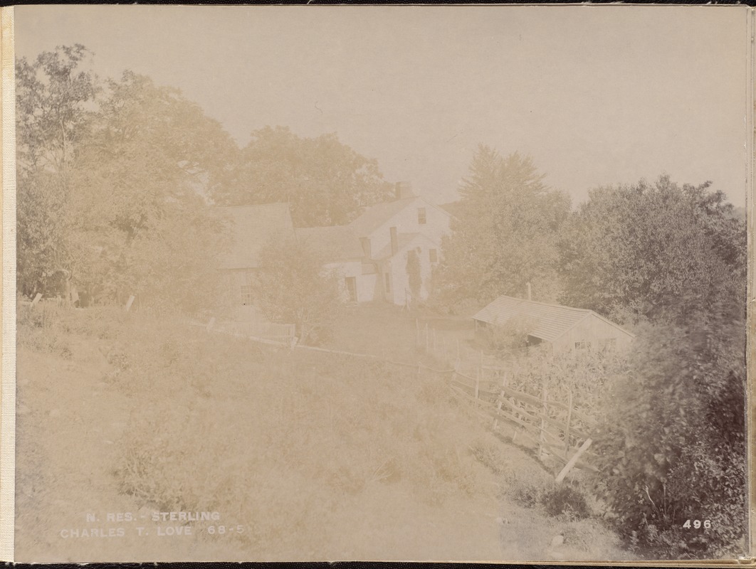 Wachusett Reservoir, Charles T. Love's house, from the south, Sterling, Mass., Sep. 4, 1896