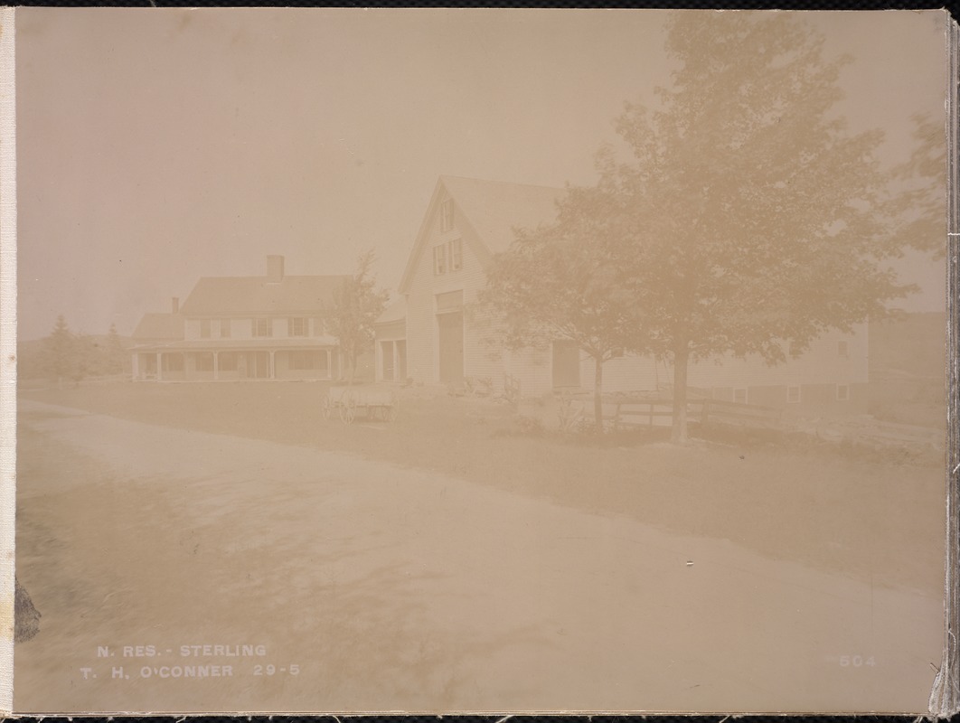 Wachusett Reservoir, house and barn of T. H. O'Conner, from the south, Sterling, Mass., Sep. 4, 1896