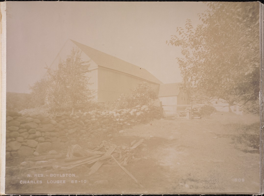 Wachusett Reservoir, Barns of Charles Lougee, from the south, Boylston, Mass., Sep. 4, 1896