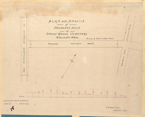 Plan and profile of proposed road in Locust Grove Cemetery, Gloucester, Mass.