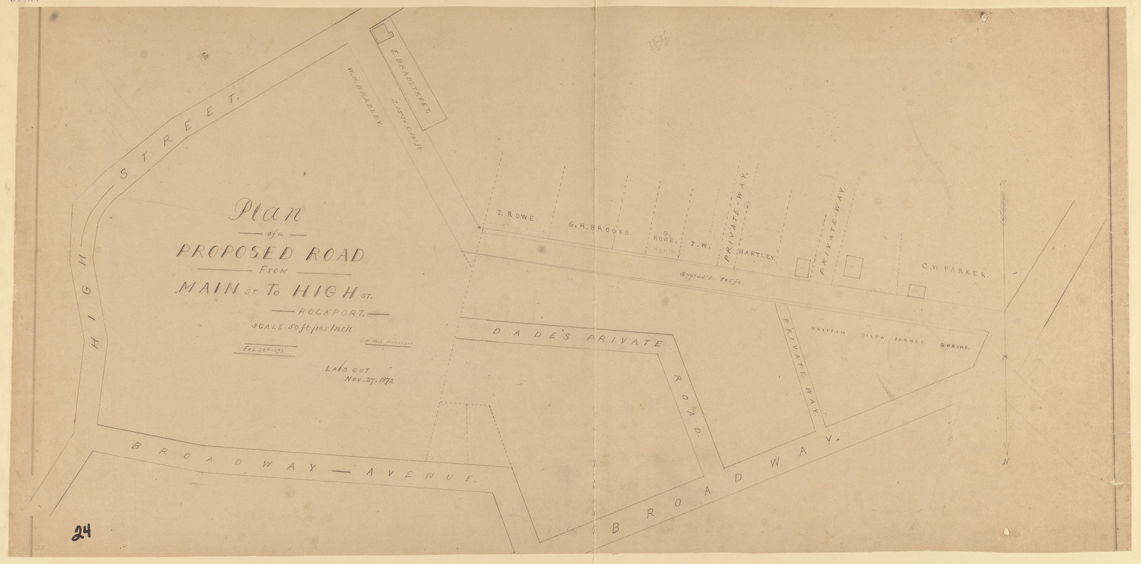 Plan of a proposed road from Main to High St., Rockport