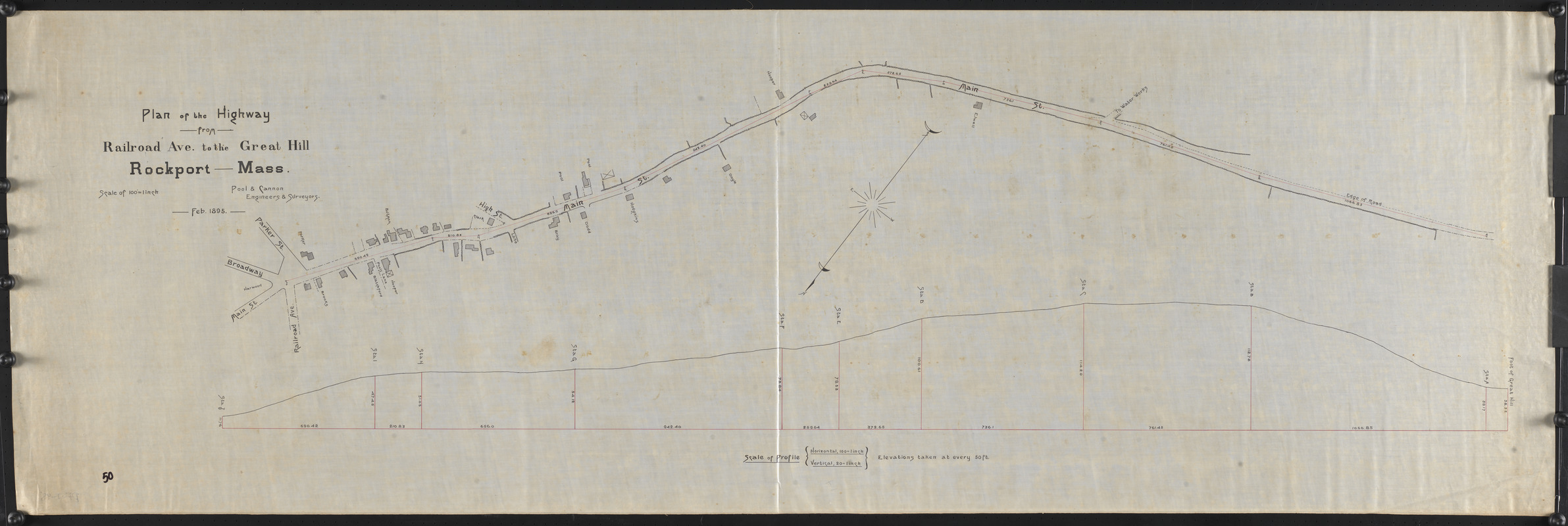 Plan of the highway from Railroad Ave. to the Great Hill, Rockport, Mass.