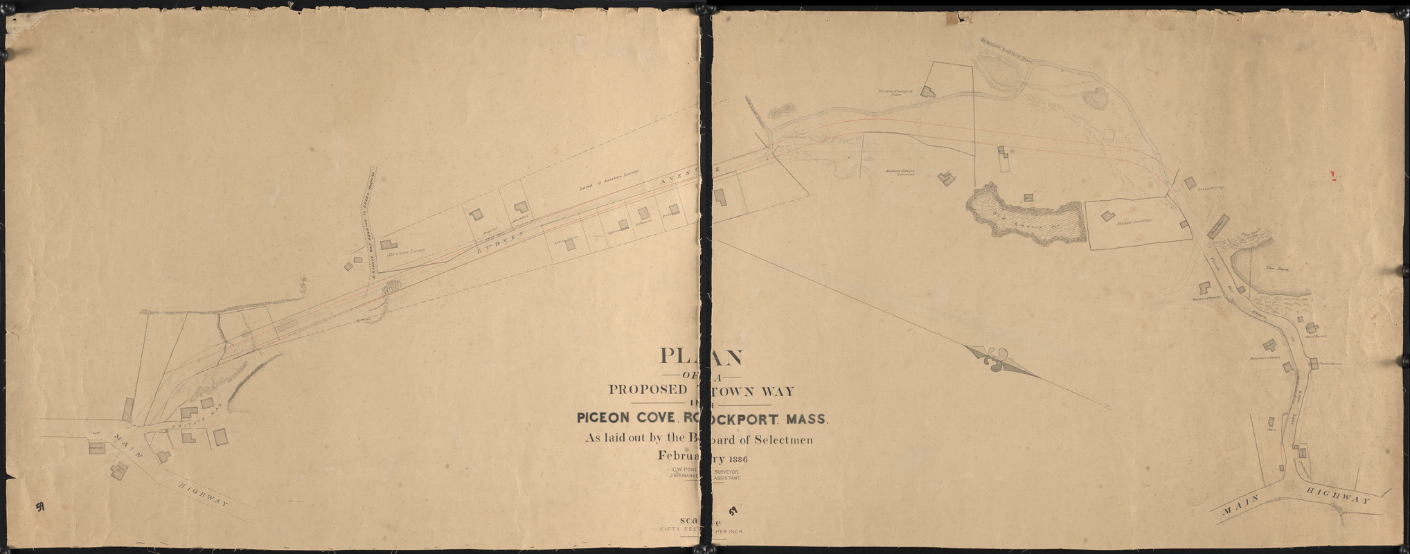 Plan of a proposed town way Pigeon Cove, Rockport, Mass., as laid out by the Board of Selectmen
