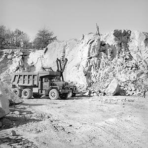Transporting rocks for Hurricane Barrier construction, North Dartmouth