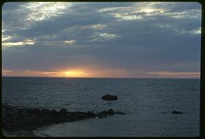 Sunset from rocky shore