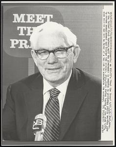 Appearing on NBC-TV's "Meet the Press" 6/27, I.W. Abel, pres. of the United Steel Workers, said the government is overdue in providing public service jobs to reduce unemployement and bolster the economy. Abel, shown during taping of the show 6/26, also said he was not in favor of a tax cut to accelerate the economy.