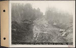 Contract No. 21, Portion of Ware-Belchertown Highway, Ware and Belchertown, new highway, looking west from Sta. 133+00, Ware and Belchertown, Mass., Nov. 10, 1931