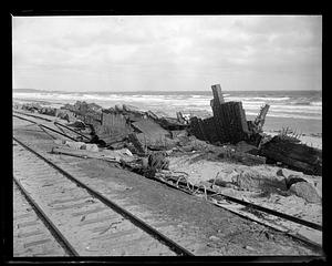 Debris by the side of train tracks