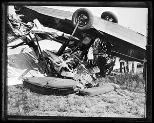 Airplane wrecked upside down