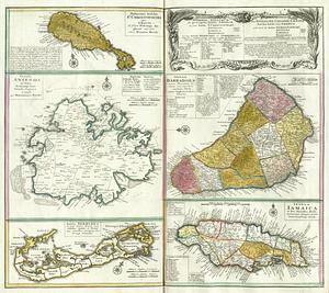 Die Englische Colonie-Lænder auf den Insuln von America und zwar die Insuln S. Christophori, Antegoa, Jamaica, Barbados alles Antillische insuln samt den Ins Bermudes, sonst. Sommers genannt