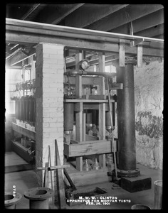 Wachusett Reservoir, Metropolitan Water Works office, apparatus for mortar tests, Clinton, Mass., Feb. 26, 1901