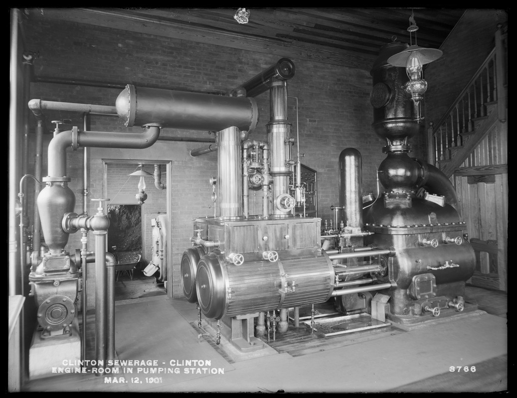 Clinton Sewerage, engine room in Pumping Station, Clinton, Mass., Mar. 12, 1901