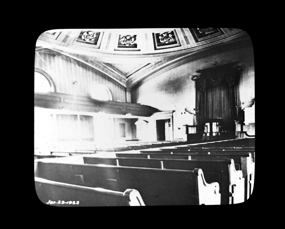 Interior view of the First Parish Church, Adams Temple