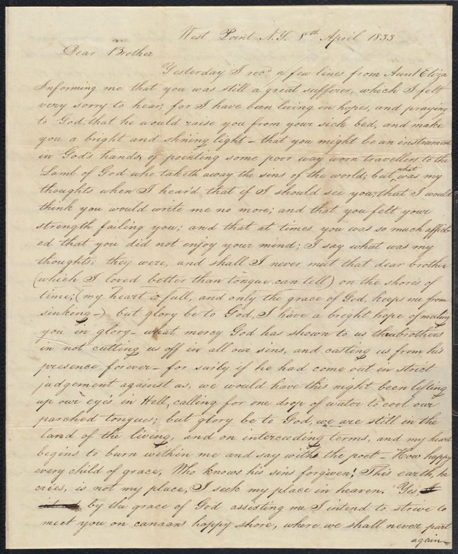 Letter to his brother William, 4/8/1833