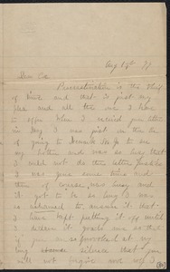Letter to CR, containing Aspinwall genealogical information, 4/1/1877