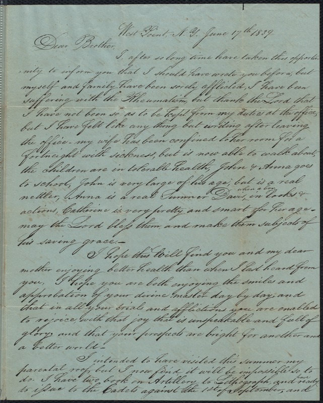 Letter to his brother William, 6/17/1839