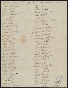 List of Names in the Roxbury artillery