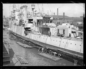 Unidentified ship in Navy Yard drydock
